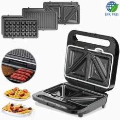 Monzana Sandwich Maker 3-in-1 Sandwich Toaster 3 Removable Sandwich Grill Waffle Plates 1000W Non-Stick Coating -Kitchen Appliances Discounts 79008182 4