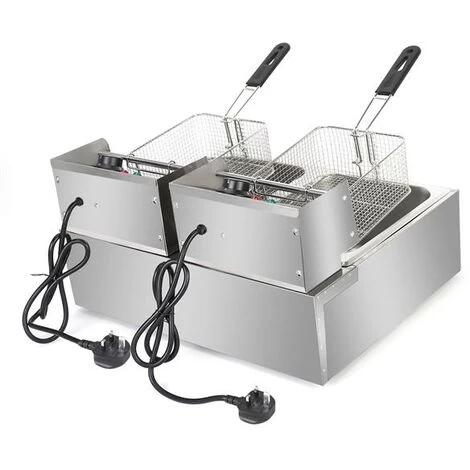 EH82 2500W 220-240V 12.7QT/12L Stainless Steel Double Cylinder Electric Fryer UK Plug 5 EH82 2500W 220-240V 12.7QT/12L Stainless Steel Double Cylinder Electric Fryer UK Plug - Image 4
