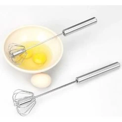 Automatic Rotating Stirrer Manual Beaters And Stainless Steel Whisks Stainless Steel Semi-automatic Hand Egg Beater Milk Frother Non-Electric Mixer(12 Inch) READCLY