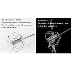 Automatic Rotating Stirrer Manual Beaters And Stainless Steel Whisks Stainless Steel Semi-automatic Hand Egg Beater Milk Frother Non-Electric Mixer(12 Inch) READCLY -Kitchen Appliances Discounts 80962911 4