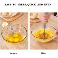 Automatic Rotating Stirrer Manual Beaters And Stainless Steel Whisks Stainless Steel Semi-automatic Hand Egg Beater Milk Frother Non-Electric Mixer(12 Inch) READCLY -Kitchen Appliances Discounts 80962911 5