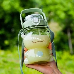 850ml Cartoon Water Cups With Straws Leakproof Water Bottles Tower Portable Water Bottle For Kids Frog Bear Kids Water Bottle