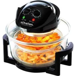 Schallen 17L 2 In 1 Deluxe Black & Glass Air Fryer Deep Fat Free Frying Healthy Halogen Cooker + Accessories Included