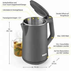 N8WERK Kettle, 1.5L -Kitchen Appliances Discounts 82678004 3