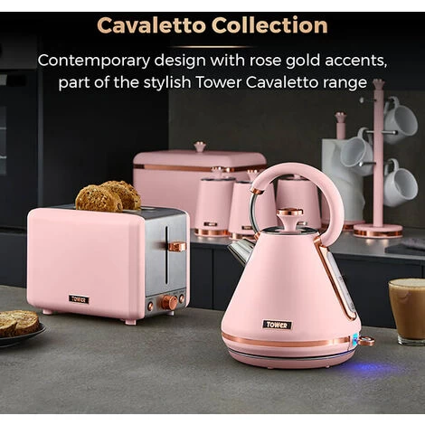 Tower Cavaletto Pyramid Kettle And 2 Slice Toaster Set Pink 6 Tower Cavaletto Pyramid Kettle And 2 Slice Toaster Set Pink - Image 4