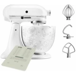 KitchenAid Artisan Mixer 156 White & Whisper Floral Ceramic Bowl With Free Gift