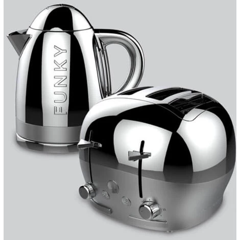 The Funky Appliance Company 1.7 Litre Kettle And 4 Slice Toaster Set Chrome 3 The Funky Appliance Company 1.7 Litre Kettle And 4 Slice Toaster Set Chrome