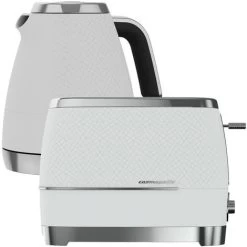 Beko Off White & Chrome Cosmopolis Dome Kettle & 2 Slice Toaster Set