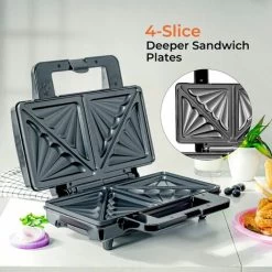 Toastie Sandwich Maker Deep Fill 4 Slice Toaster XL Grill Press 1000W Geepas -Kitchen Appliances Discounts 83743672 4