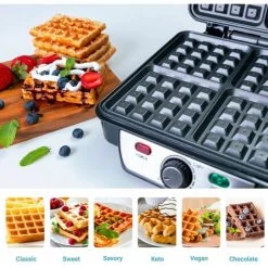 Waffle Maker Iron 4 Slice Non-Stick Electric Belgian Waffle Machine 1000W Geepas -Kitchen Appliances Discounts 83743679 4