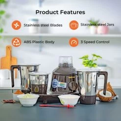 Geepas 750W 3-in-1 Mixer Grinder 3 Stainless Steel Jars 3 Speed Dry Wet Grinding 9 Geepas 750W 3-in-1 Mixer Grinder 3 Stainless Steel Jars 3 Speed Dry Wet Grinding -Kitchen Appliances Discounts 83743695 3