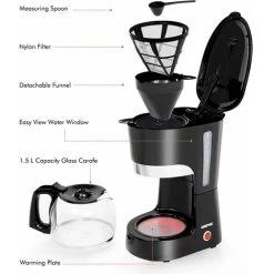 Filter Coffee Maker Machine Instant Anti-Drip 12 Cups 800W 1.5L Jug Geepas -Kitchen Appliances Discounts 83743697 5