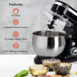 Stand Mixer 5L Mixing Bowl Beater Dough Hook 6Speed 1000W Stainless Steel Geepas 9 Stand Mixer 5L Mixing Bowl Beater Dough Hook 6Speed 1000W Stainless Steel Geepas -Kitchen Appliances Discounts 83743780 3