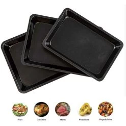 ASAB 3 Pc Non Stick Baking Roasting Cooking Tray Set Oven Dish Bake Pan Bakeware -Kitchen Appliances Discounts 83809495 5