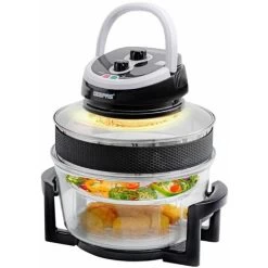 17L Halogen Oven Convection Turbo Cooker Air Fryer With Extender Ring Geepas