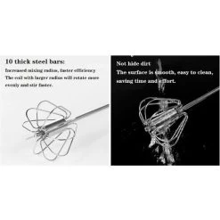 Automatic Rotary Beater Stainless Steel Manual Beaters And Whisks Stainless Steel Semi-automatic Hand-held Egg Whisk Milk Frother Non-electric Mixer (12 Inch) GTA -Kitchen Appliances Discounts 86193006 4