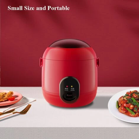 1.2L Mini Steam Rice Cooker With Removable Non-Stick Pot And Indicator Lights - Perfect Rice In Minutes For 1-2 People,Red 5 1.2L Mini Steam Rice Cooker With Removable Non-Stick Pot And Indicator Lights - Perfect Rice In Minutes For 1-2 People,Red - Image 3