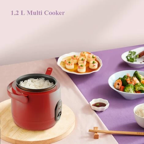 1.2L Mini Steam Rice Cooker With Removable Non-Stick Pot And Indicator Lights - Perfect Rice In Minutes For 1-2 People,Red 6 1.2L Mini Steam Rice Cooker With Removable Non-Stick Pot And Indicator Lights - Perfect Rice In Minutes For 1-2 People,Red - Image 4
