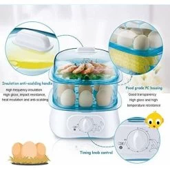 Small Steamer 2 Layer Electric Steamer Basket Free Stacking BPA Free 60 Minute Timer -Kitchen Appliances Discounts 86604588 3