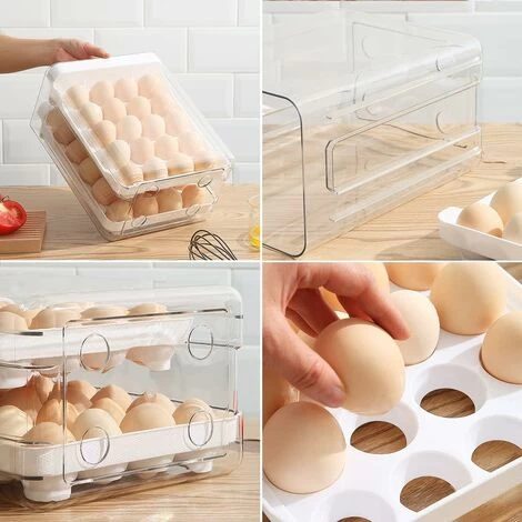 Fridge Egg Rack, 32 Grids/2 Layers Fridge Egg Rack, Fridge Egg Drawer, Fridge Fresh Egg Storage Box(1pc) 6 Fridge Egg Rack, 32 Grids/2 Layers Fridge Egg Rack, Fridge Egg Drawer, Fridge Fresh Egg Storage Box(1pc) - Image 4