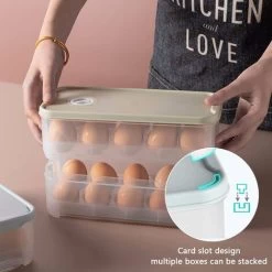 Fridge Egg Box 2 Pcs Egg Storage Box 10 Eggs Plastic Egg Box With Lid Egg Food Box For Fridge Kitchen Camping Picnic -Kitchen Appliances Discounts 86606705 3