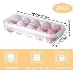 Pieces Fridge Egg Box, Clear Plastic Egg Box, Fridge Egg Box With Lid, Stackable Egg Holder, 10 Egg Capacity (Clear) -Kitchen Appliances Discounts 86608495 2