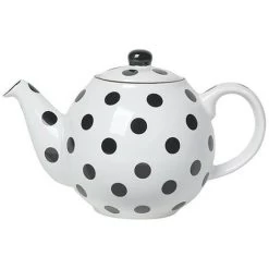 London Pottery Globe 2 Cup Teapot White With Black Spots