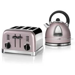 Cuisinart Style Vintage Rose Traditional Kettle & 4 Slice Toaster Breakfast Set
