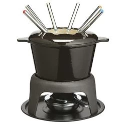 Master Class Cast Iron Enamelled Black Fondue Set