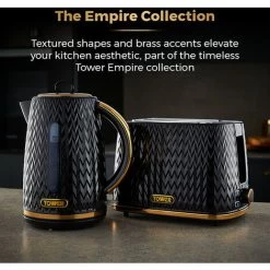 Tower Empire Kettle And 2 Slice Toaster Set Black -Kitchen Appliances Discounts 87185148 4
