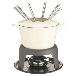 Master Class Cast Iron Enamelled Beige Fondue Set