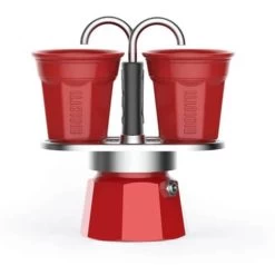 Bialetti Mini Express Double Serve Coffee Maker (2 Cups & 2 Cup Coffee Maker) - Red