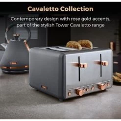 Tower Cavaletto Pyramid Kettle And 4 Slice Toaster Set Grey -Kitchen Appliances Discounts 87568590 4