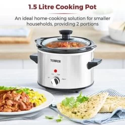 Tower 1.5 Litre Stainless Steel Slow Cooker -Kitchen Appliances Discounts 87568710 3