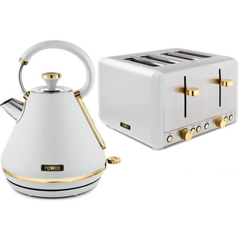 Tower Cavaletto Pyramid Kettle And 4 Slice Toaster Set Optic White 3 Tower Cavaletto Pyramid Kettle And 4 Slice Toaster Set Optic White