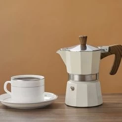 Classic Espresso Maker For Great Strong Flavored Espresso, Italian Style Aluminous Espresso Mocha Maker, Cuban And Greek Coffee Maker, Moka Pot, PercolatoBeige150 Brewer -Kitchen Appliances Discounts 87625382 4