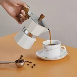 Classic Espresso Maker For Great Strong Flavored Espresso, Italian Style Aluminous Espresso Mocha Maker, Cuban And Greek Coffee Maker, Moka Pot, PercolatoBeige150 Brewer -Kitchen Appliances Discounts 87625382 5