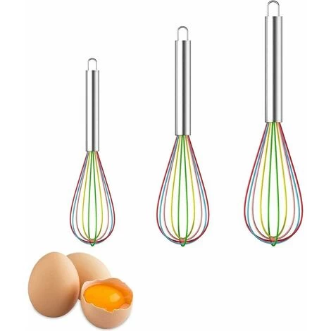 Set Of 3 Silicone Whisk,Kitchen Whisk,Pastry Whisk,Egg Mixer,Whisk And Mixer,Milk Beater,Manual Silicone Egg Beater (A) 3 Set Of 3 Silicone Whisk,Kitchen Whisk,Pastry Whisk,Egg Mixer,Whisk And Mixer,Milk Beater,Manual Silicone Egg Beater (A)