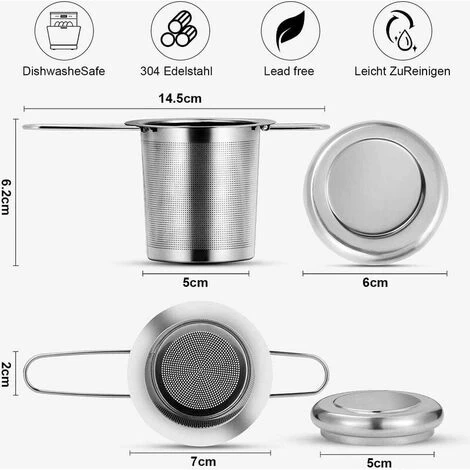 Tea Filter, Stainless Steel Tea Strainer, Tea Strainer, Tea Infuser Tea Strainer With Lid, Fine Hole Tea Filter, Foldable Handle Design Suitable For Cups/Teapot 4 Tea Filter, Stainless Steel Tea Strainer, Tea Strainer, Tea Infuser Tea Strainer With Lid, Fine Hole Tea Filter, Foldable Handle Design Suitable For Cups/Teapot - Image 2