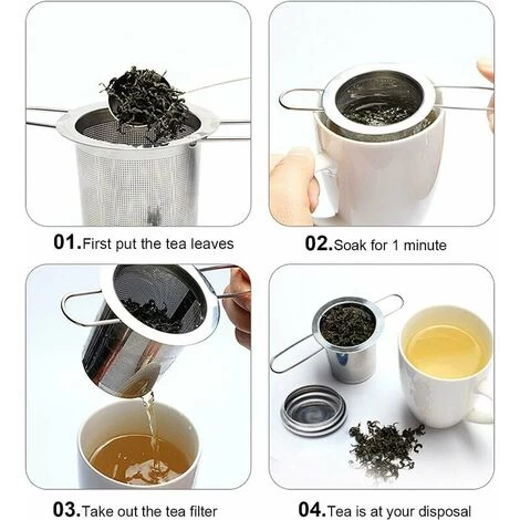 Tea Filter, Stainless Steel Tea Strainer, Tea Strainer, Tea Infuser Tea Strainer With Lid, Fine Hole Tea Filter, Foldable Handle Design Suitable For Cups/Teapot 7 Tea Filter, Stainless Steel Tea Strainer, Tea Strainer, Tea Infuser Tea Strainer With Lid, Fine Hole Tea Filter, Foldable Handle Design Suitable For Cups/Teapot - Image 5