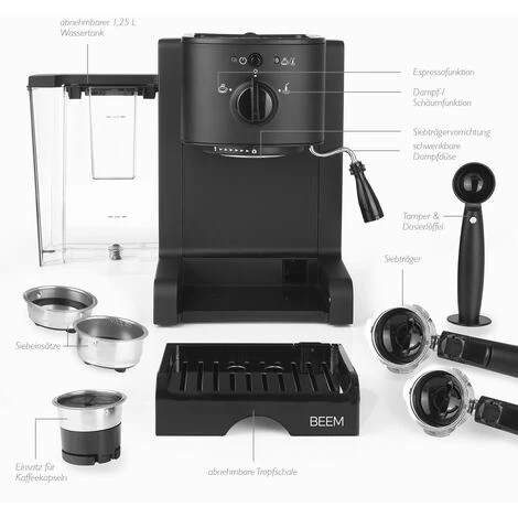 BEEM ESPRESSO-PERFECT Espresso Portafilter Machine With Capsule Insert - 20 Bar 5 BEEM ESPRESSO-PERFECT Espresso Portafilter Machine With Capsule Insert - 20 Bar - Image 3