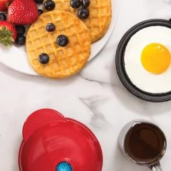 Mini Waffle Maker, Small Waffle Maker, Hash Brown Non-Stick Waffle Maker, Easy Clean Tomato Crusher For Personal Pancakes, Cookies, Eggs And Breakfast, Lunch And Snacks, Red -Kitchen Appliances Discounts 88295056 4