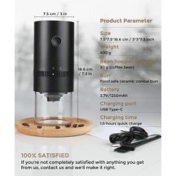 Portable Electric Coffee Grinder, Rechargeable Compact Grinder, Adjustable Ceramic Conical Burr, Fine Grind, Perfect For On The Go -Kitchen Appliances Discounts 88298616 5