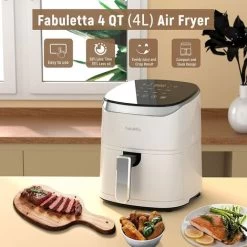 4 L White Air Fryers , Fabuletta 1680W Compact Air Fryers With 9 Presets, Max 230℃ Setting Digital Air Fryer Oven With Rapid Air Circulation, Digital Display,Shake Reminder -Kitchen Appliances Discounts 88690070 2