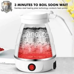 Collapsible Kettle 0.6L Silicone Travel Kettle Collapsible Electric Kettle, Mini Portable Kettle With Stainless Steel Bottom For Camping, Travel, Vacation 600w Fast Boil -Kitchen Appliances Discounts 88923885 3