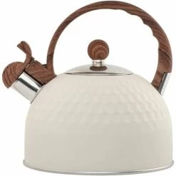 2.5 Liter Stainless Steel Whistling Kettle, Whistling Tea Kettle For Induction Gas Cookers, Easy To Clean, White