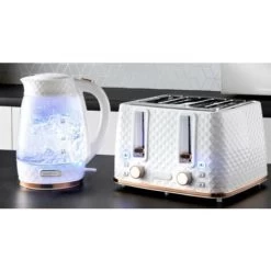 Goodmans Kettle & 4 Slice Toaster Set White Diamond & Rose Gold