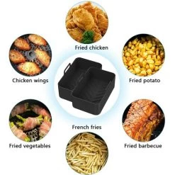 Silicone Pot For Ninja Double Air Fryer, 2PCS Reusable Air Fryer Liners, Silicone Air Fryer Basket, Accessory For Air Fryer, Oven, Microwave, Cake Mold, Black -Kitchen Appliances Discounts 89794463 4