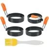 Large 3&quot Non-Stick Egg Rings Set Of 4 Stainless Steel Egg Rings With Oil Brush