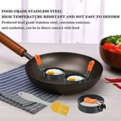 Large 3&quot Non-Stick Egg Rings Set Of 4 Stainless Steel Egg Rings With Oil Brush -Kitchen Appliances Discounts 89795497 4